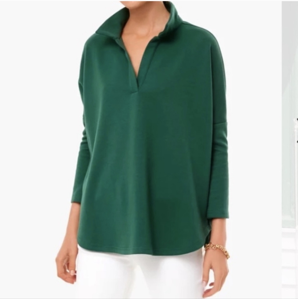 Tuckernuck Pomander Place Easy Polo Swing Sweatshirt women's size M/L green